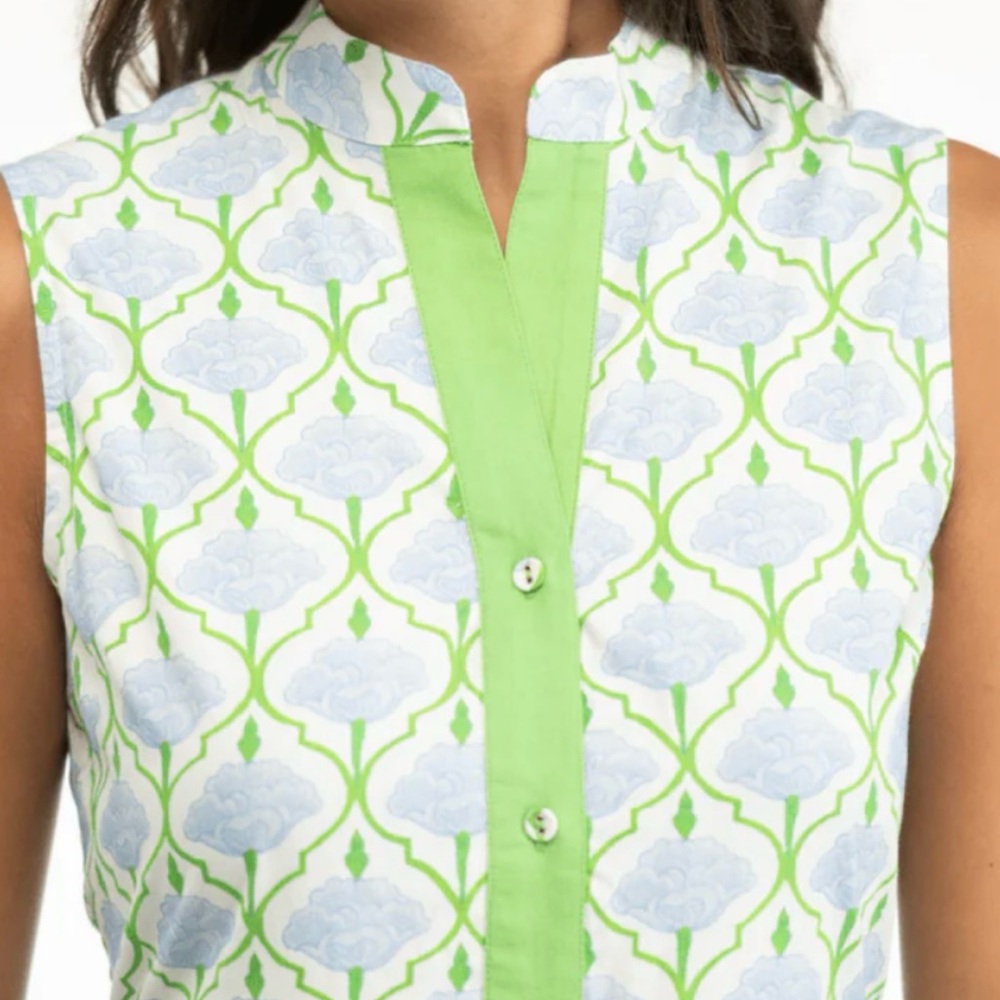 Green Patterned Button-Front Maxi Dress - image 3